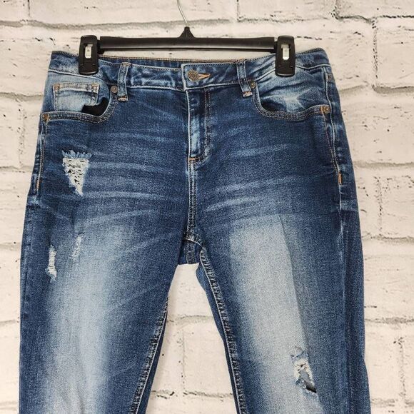Miss Me Distressed Mid-Rise Stretch Easy Skinny Jeans Blue Size 28 - Picture 2 of 13